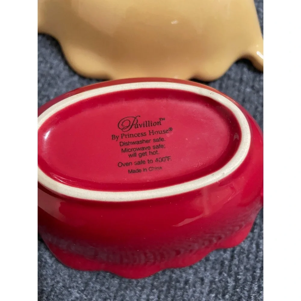 Princess House Pavillion Leaf Ceramic Bowls Set 4 Fall Autumn Colors Oven Safe